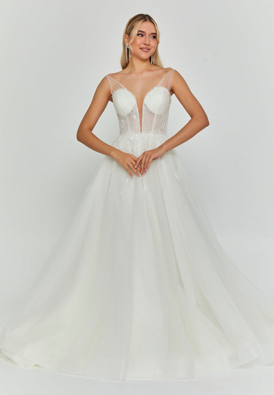 Sleeveless Maxi Tulle Regular Wedding Dress Unit Price: €220