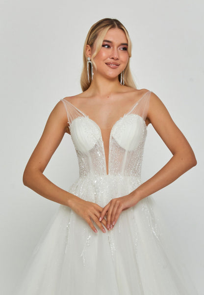 Sleeveless Maxi Tulle Regular Wedding Dress Unit Price: €220