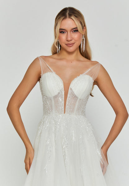 Sleeveless Maxi Tulle Regular Wedding Dress Unit Price: €220