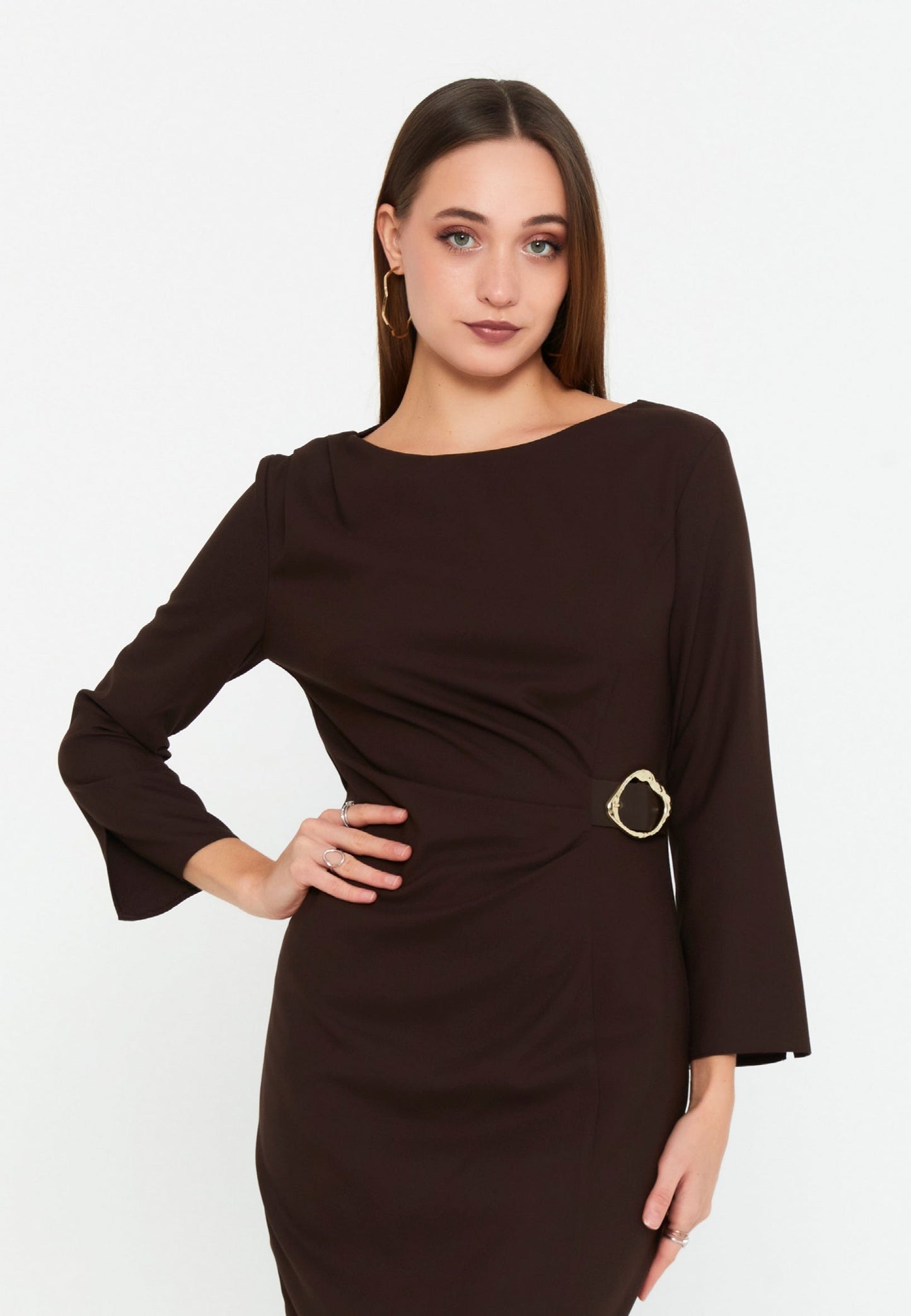 Long Sleeve Midi Polyester Column Regular Evening Dress Unit Price: €35