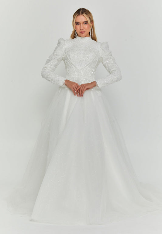Long Sleeve Maxi Tulle Regular Wedding Dress Unit Price: €200