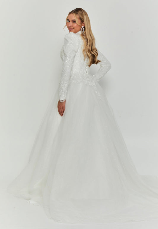 Long Sleeve Maxi Tulle Regular Wedding Dress Unit Price: €200