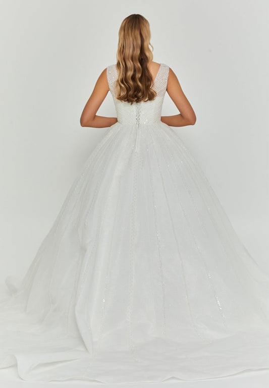 Sleeveless Maxi Tulle Regular Wedding Dress Unit Price: €455