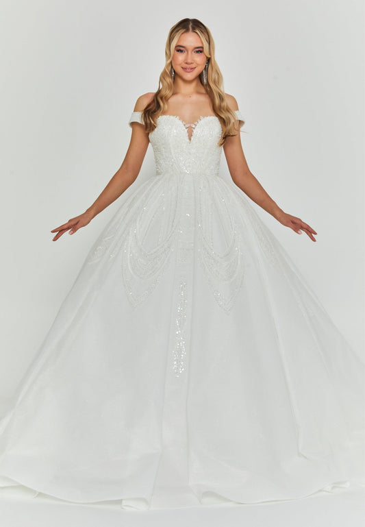 Off Shoulder Maxi Tulle Regular Wedding Dress Unit Price: €455
