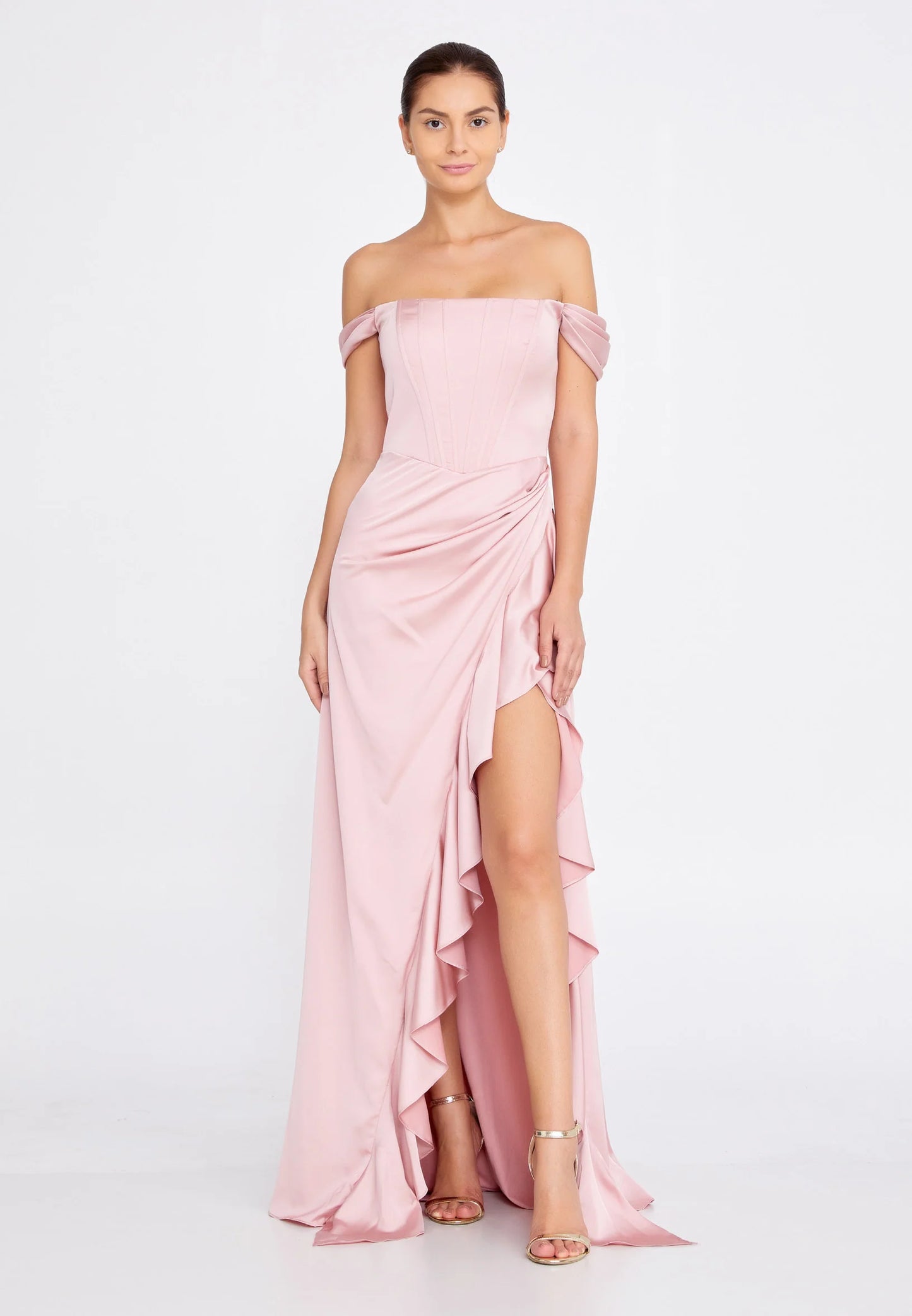 Off Shoulder Maxi Satin Column Regular Wedding Guest Dress Unit Price: €37