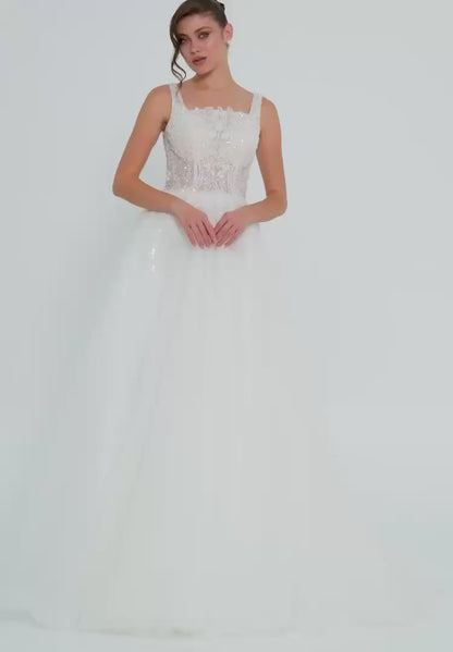 Sleeveless Maxi Tulle Regular Wedding Dress Unit Price: €240