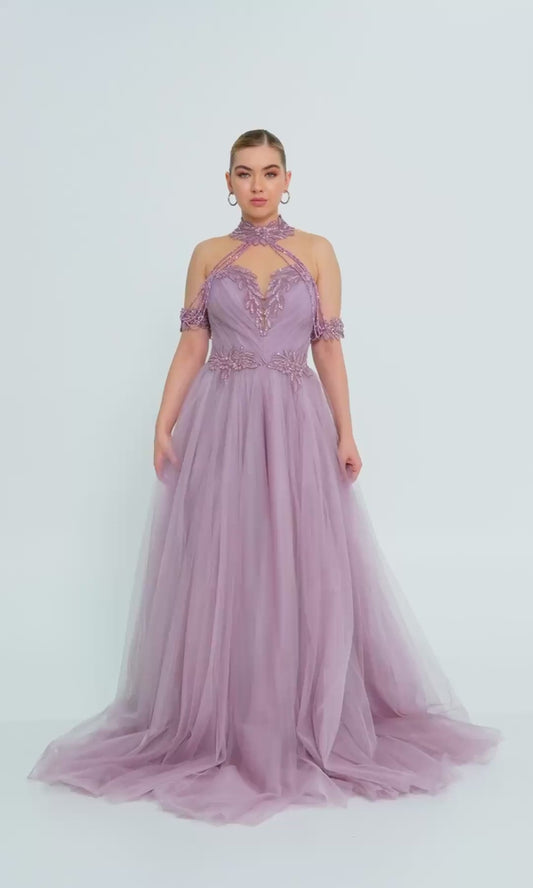 Sleeveless Maxi Tulle A - Line Regular Prom Dress Unit Price: €71