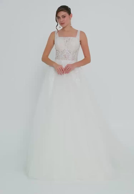 Sleeveless Maxi Tulle Regular Wedding Dress Unit Price: €240