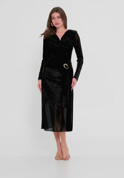 Long Sleeve Midi Velvet Column Regular Evening Dress Unit Price: €43
