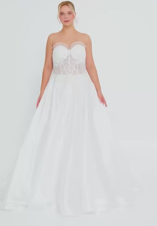 Strapless Maxi Polyester Plus Size Wedding Dress Unit Price: €320