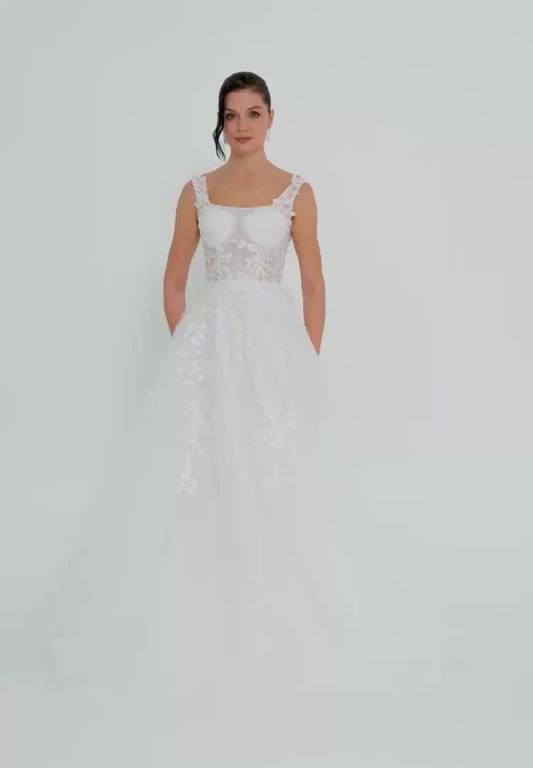 Sleeveless Maxi Tulle Regular Wedding Dress Unit Price: €335