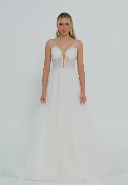 Sleeveless Maxi Tulle Regular Wedding Dress Unit Price: €220