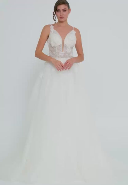 Sleeveless Maxi Tulle Regular Wedding Dress Unit Price: €240