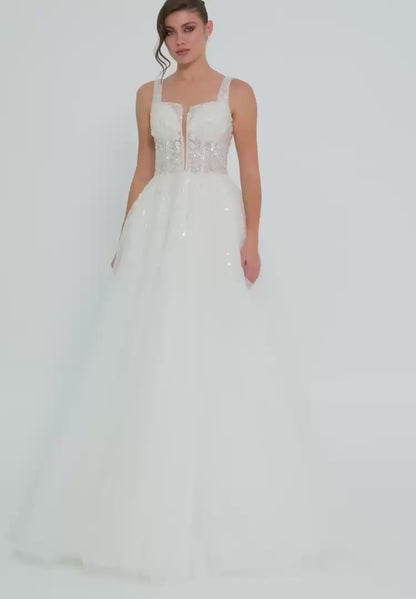 Sleeveless Maxi Tulle Regular Wedding Dress Unit Price: €240