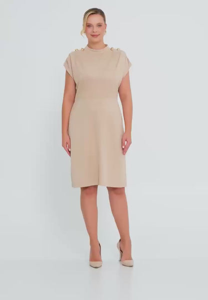 Short Sleeve Midi Polyester Column Plus Size Evening Dress Unit Price: €31