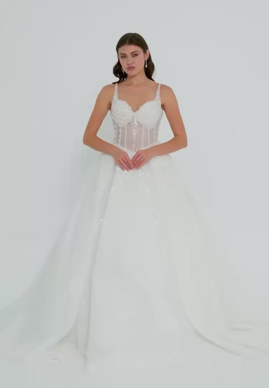 Sleeveless Maxi Tulle Regular Wedding Dress Unit Price: €530