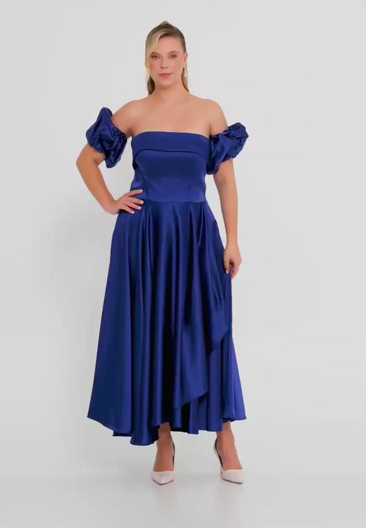 Off Shoulder Midi Polyester Column Plus Size Wedding Guest Dress Unit Price: €60