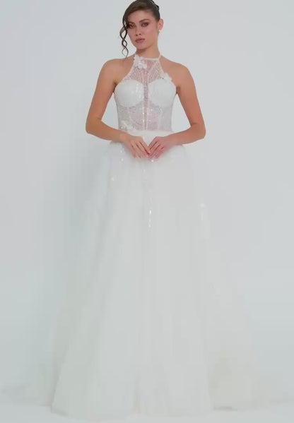 Sleeveless Maxi Tulle Regular Wedding Dress Unit Price: €240