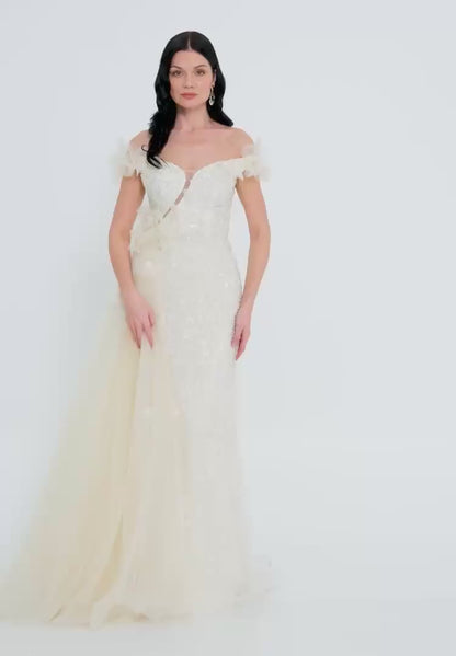 Off Shoulder Maxi Tulle Mermaid Regular Prom Dress Unit Price: €210