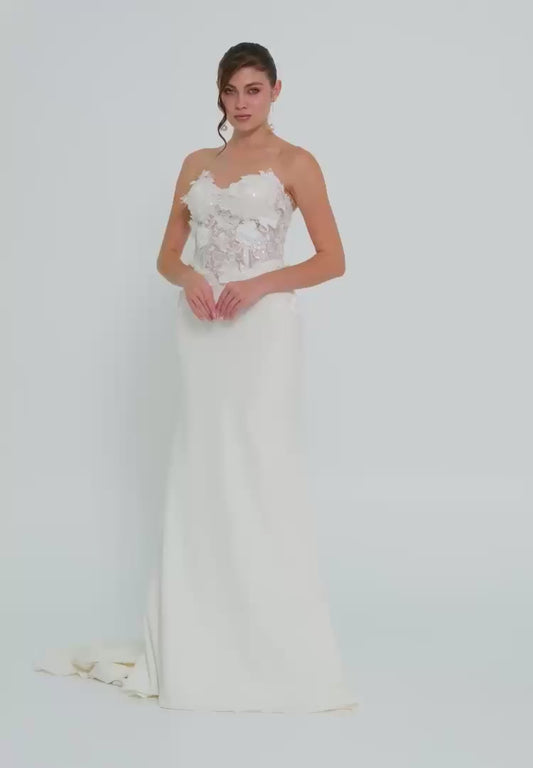 Strapless Maxi Polyester Regular Wedding Dress Unit Price: €300