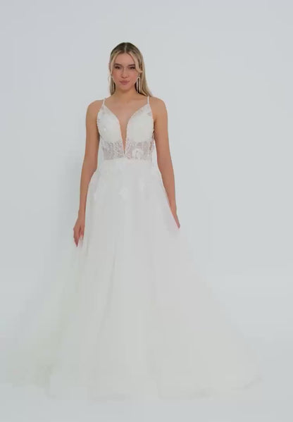 Sleeveless Maxi Tulle Regular Wedding Dress Unit Price: €220