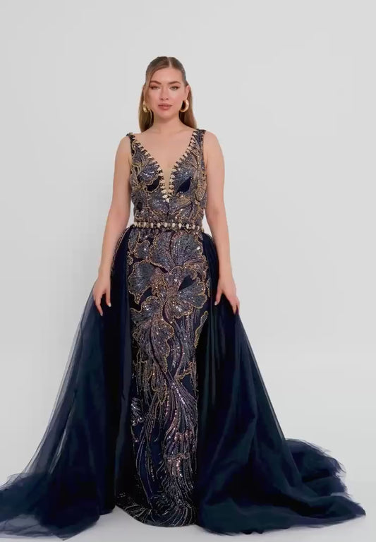 Sleeveless Maxi Tulle Mermaid Regular Prom Dress Unit Price: €245