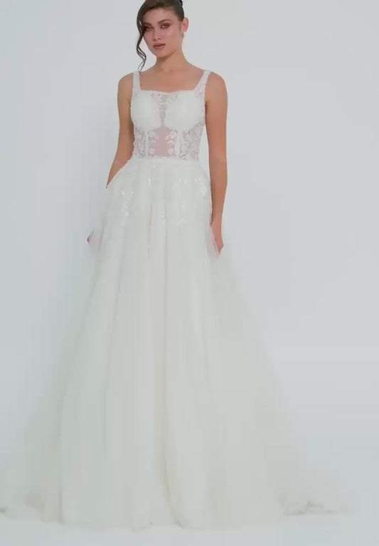 Sleeveless Maxi Tulle Regular Wedding Dress Unit Price: €240