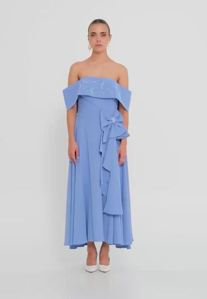 Off Shoulder Midi Polyester Column Regular Evening Dress Unit Price: €37