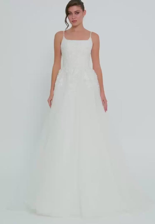 Sleeveless Maxi Tulle Regular Wedding Dress Unit Price: €240