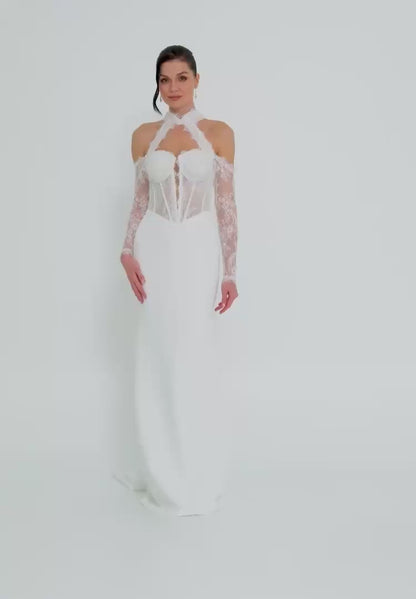 Sleeveless Maxi Cotton Regular Wedding Dress Unit Price: €300