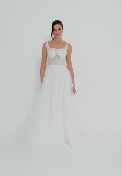 Sleeveless Maxi Tulle Regular Wedding Dress Unit Price: €335