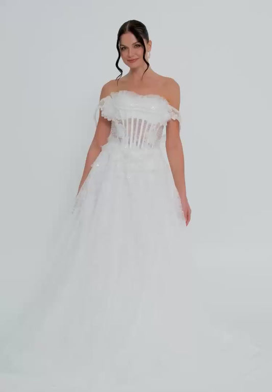 Off Shoulder Maxi Lace Regular Wedding Dress Unit Price: €210