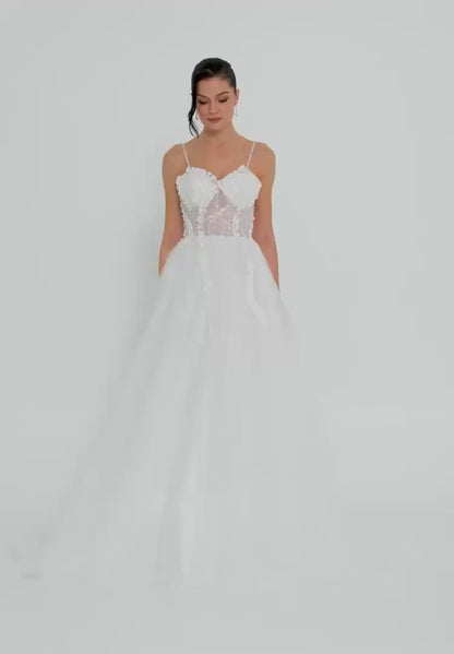 Sleeveless Maxi Tulle Regular Wedding Dress Unit Price: €335
