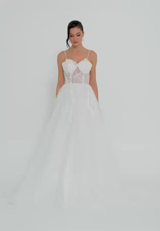Sleeveless Maxi Tulle Regular Wedding Dress Unit Price: €335