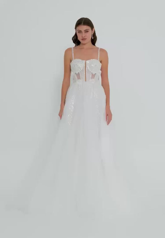 Sleeveless Maxi Tulle Regular Wedding Dress Unit Price: €210
